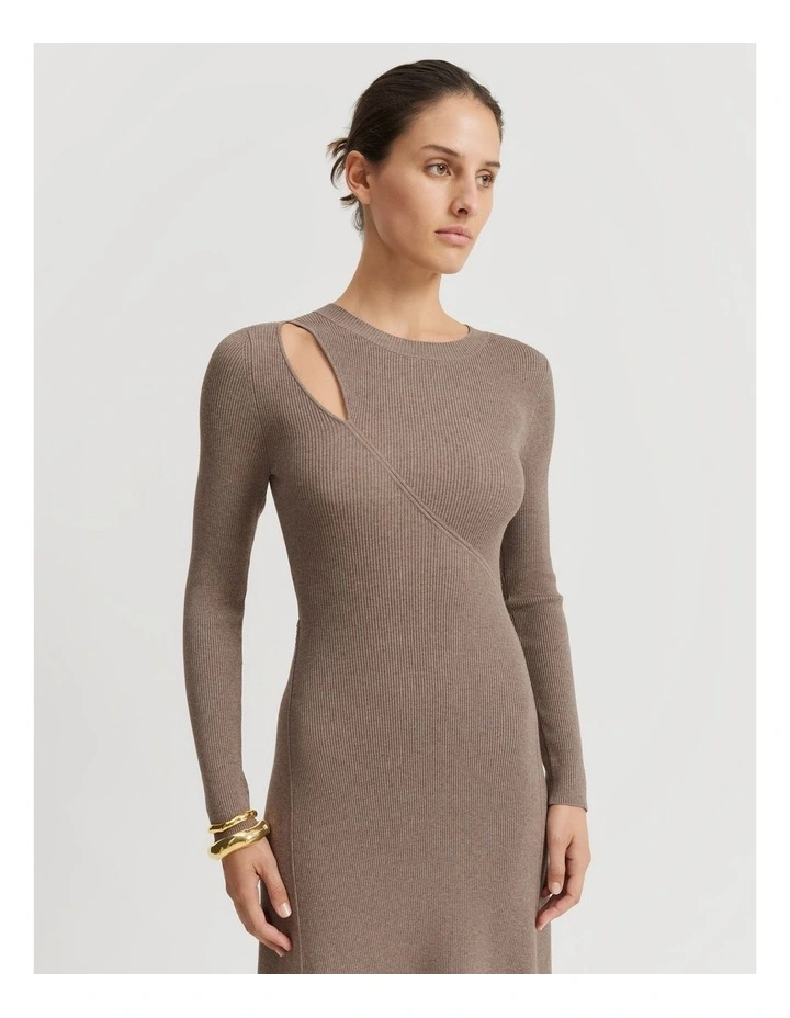 Asymmetric Knit Dress in Fawn Marle