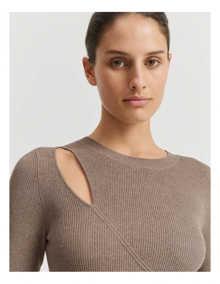 Asymmetric Knit Dress in Fawn Marle