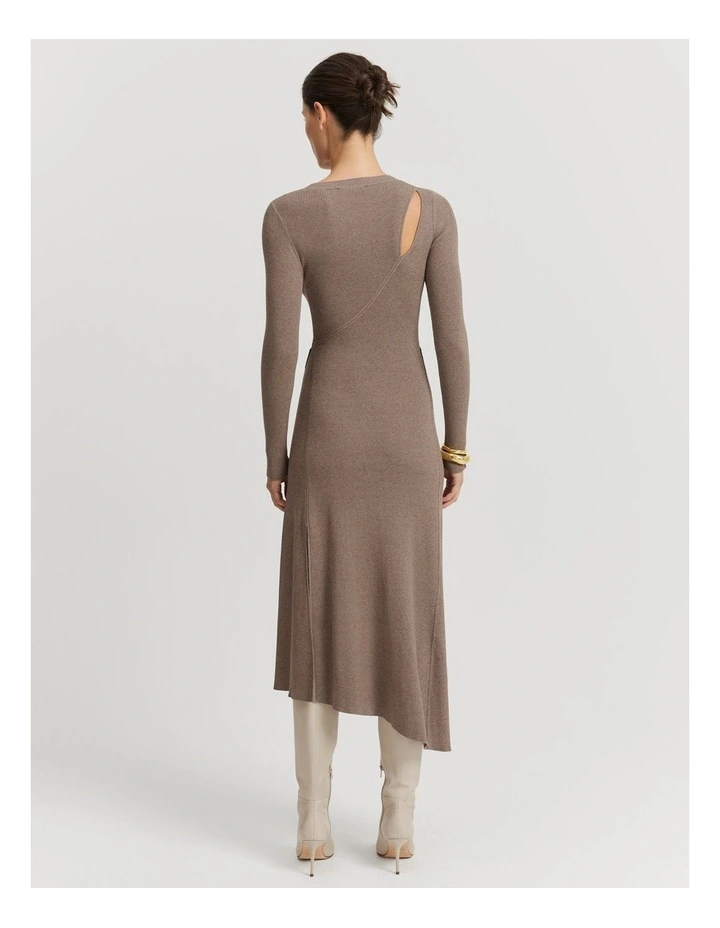 Asymmetric Knit Dress in Fawn Marle