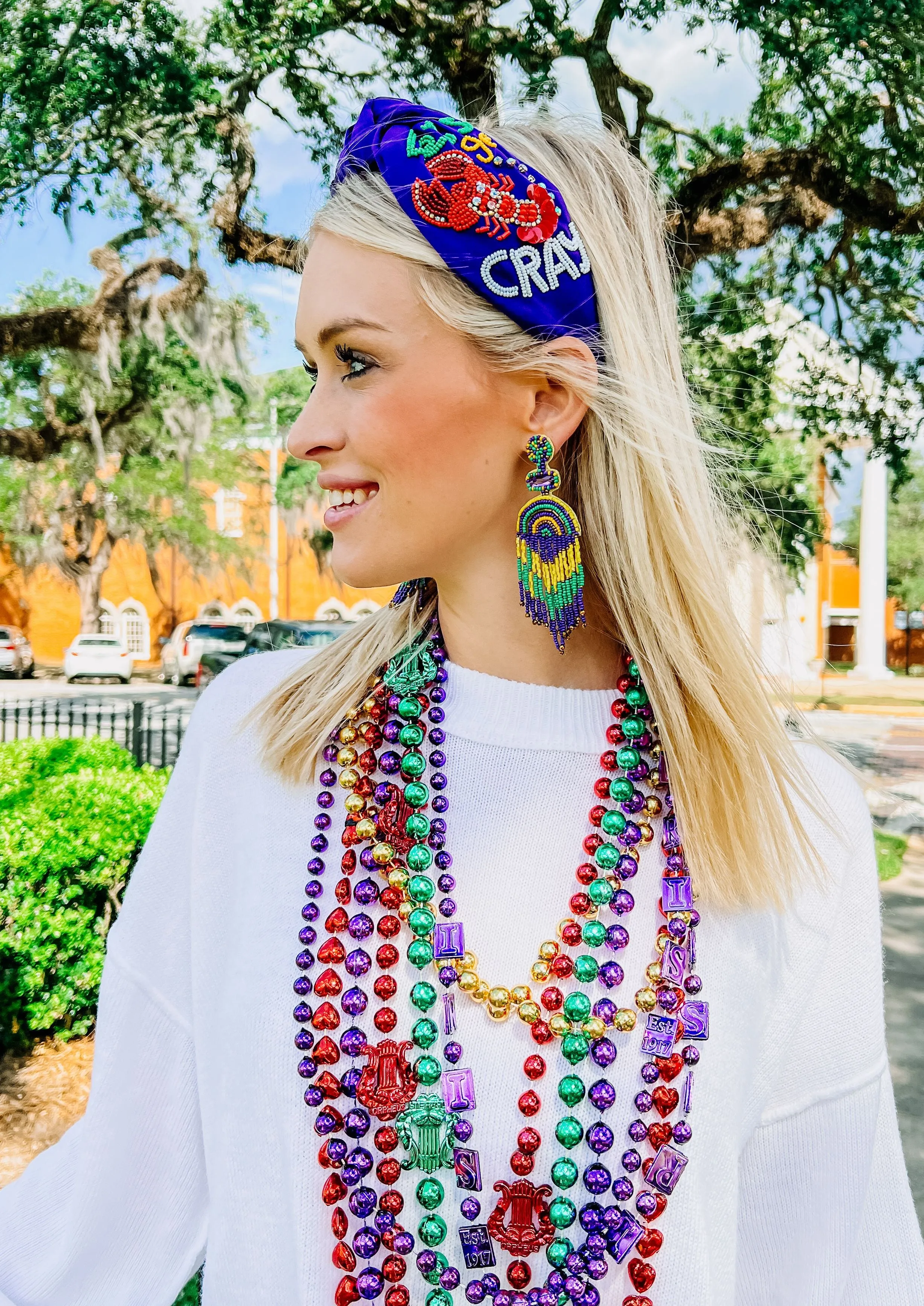 Aurelia Beaded Fringe Drop Earring PURPLE