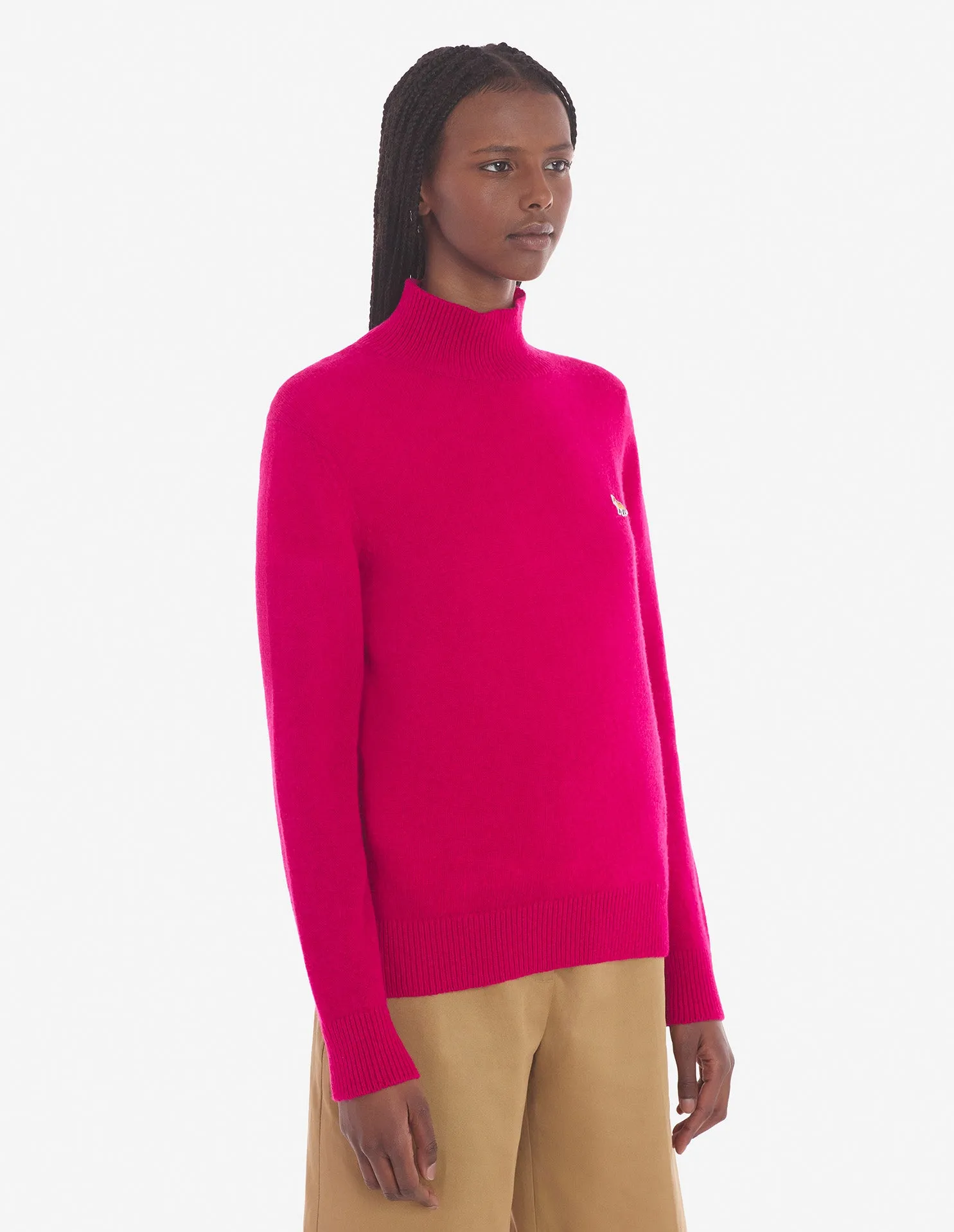 Baby Fox Patch Boxy Turtleneck Fuchsia