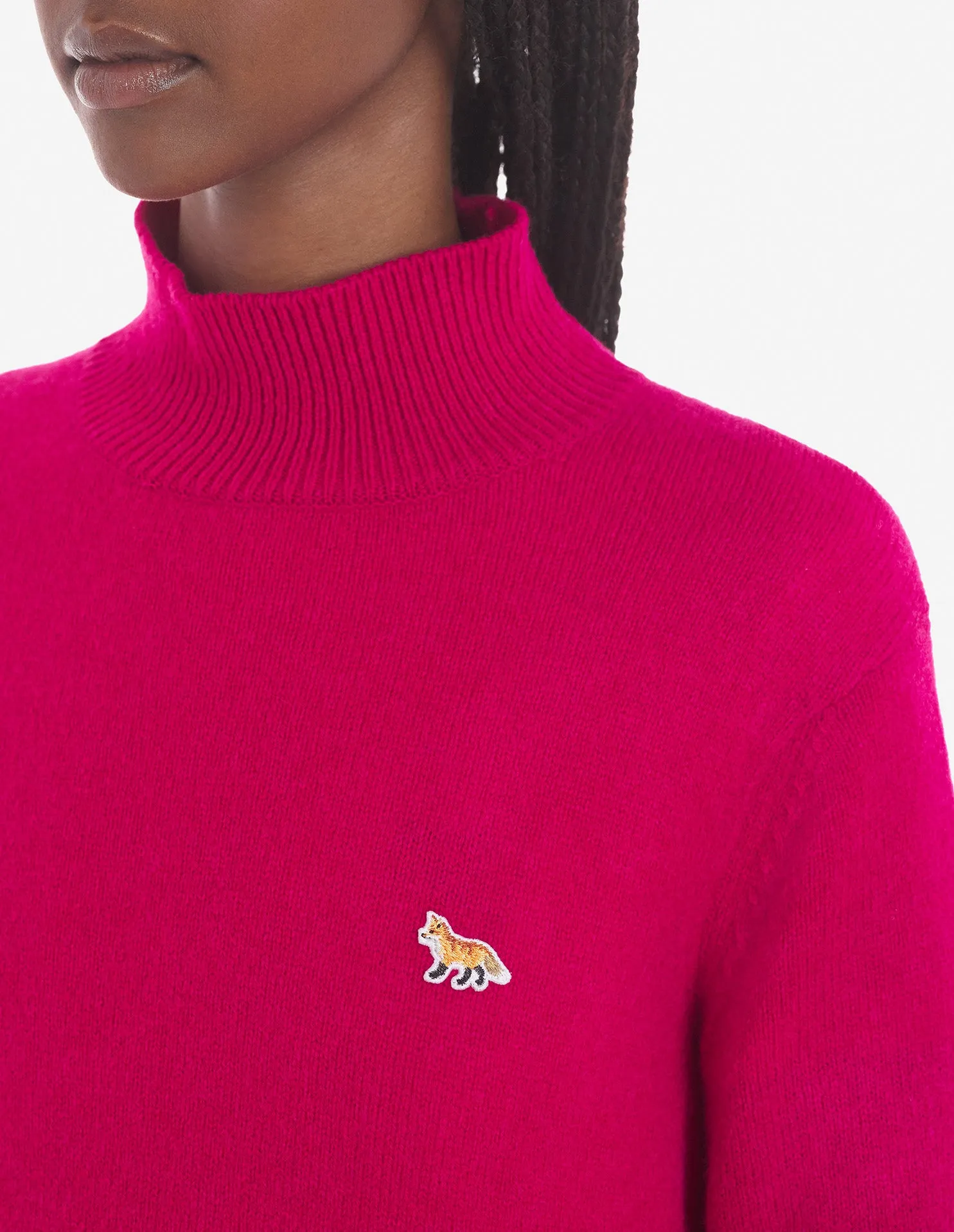 Baby Fox Patch Boxy Turtleneck Fuchsia