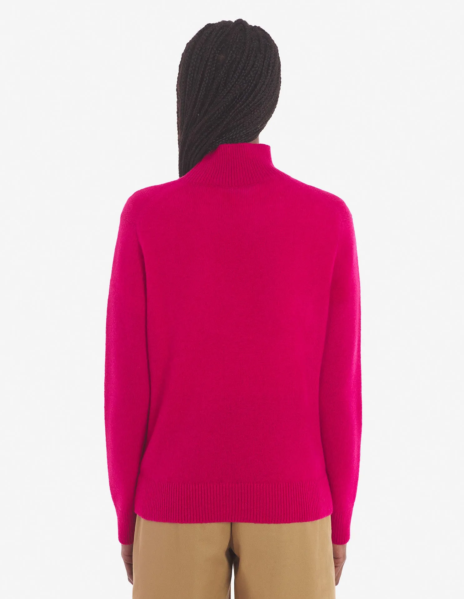 Baby Fox Patch Boxy Turtleneck Fuchsia