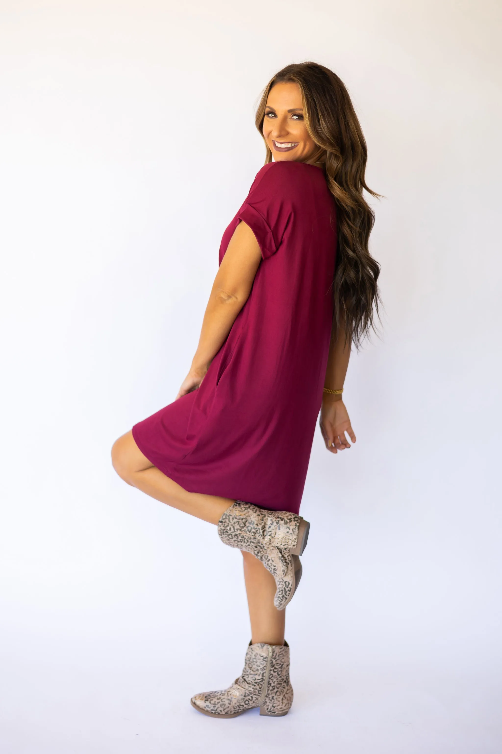 Back To The Basics Knit Dress - Wine