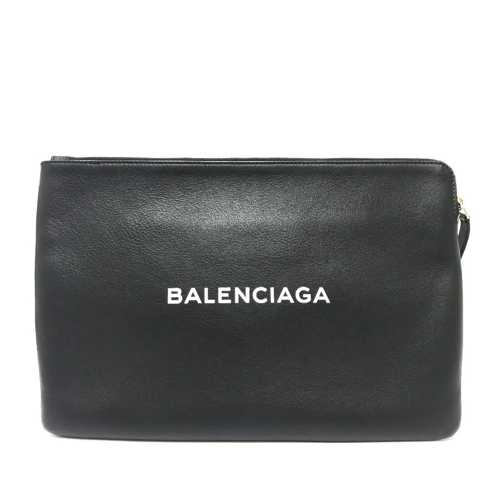 BALENCIAGA Clutch bag 492467 leather black logo shopping mens