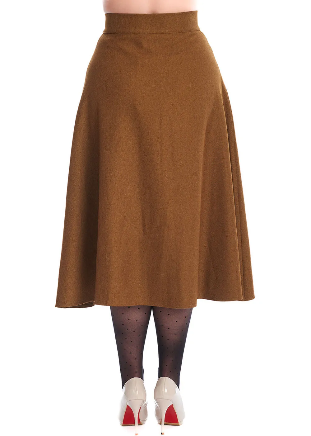 Banned Book Worm 50's Flared Skirt Khaki