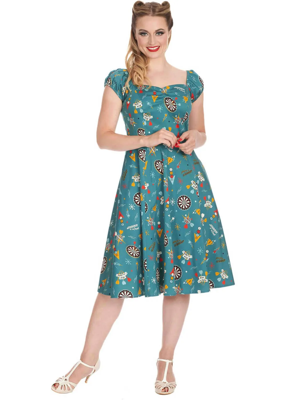 Banned Keep Em Flying 50's Swing Dress Teal