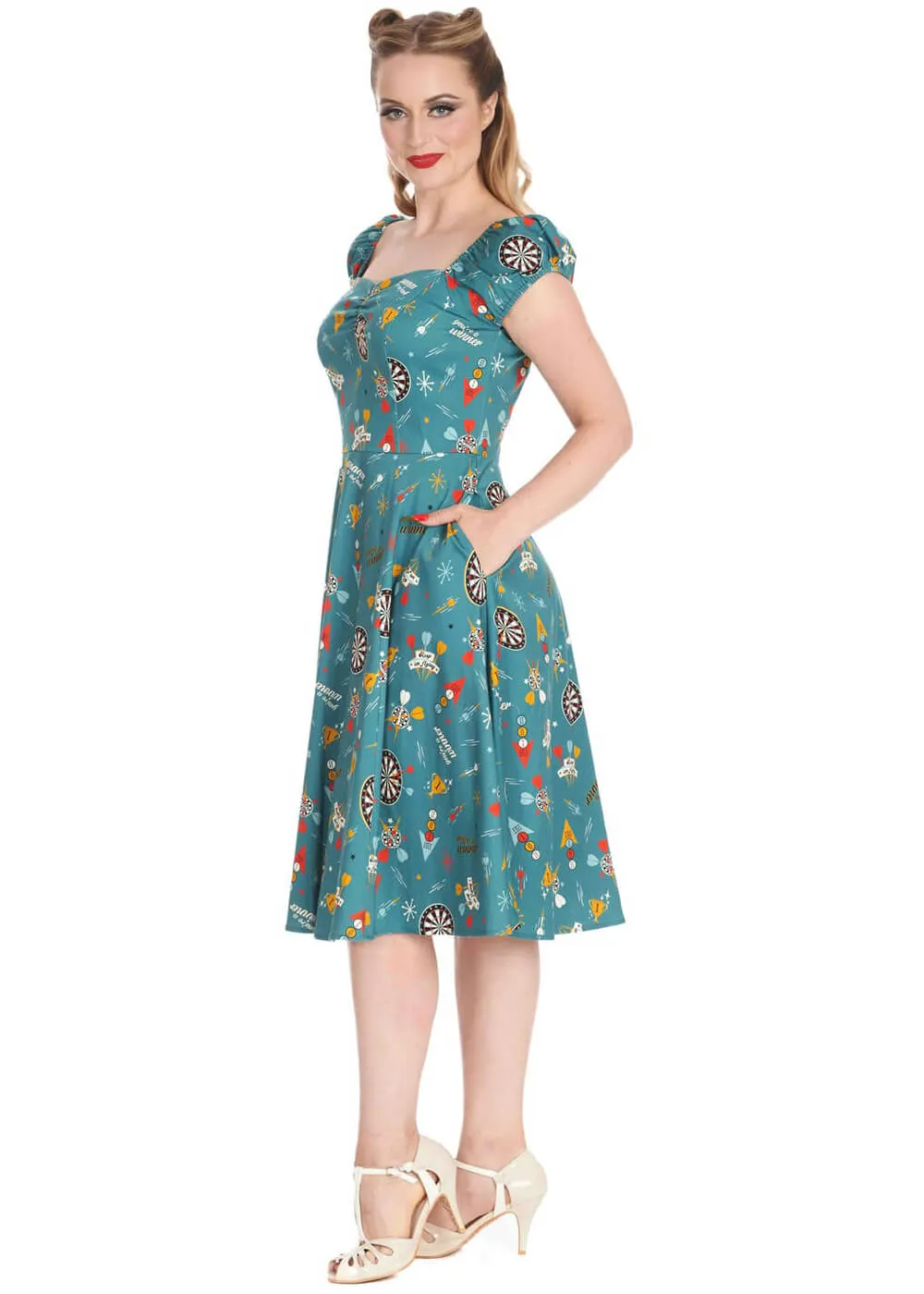 Banned Keep Em Flying 50's Swing Dress Teal