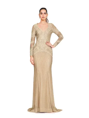 Beaded Embroidered Long Gown