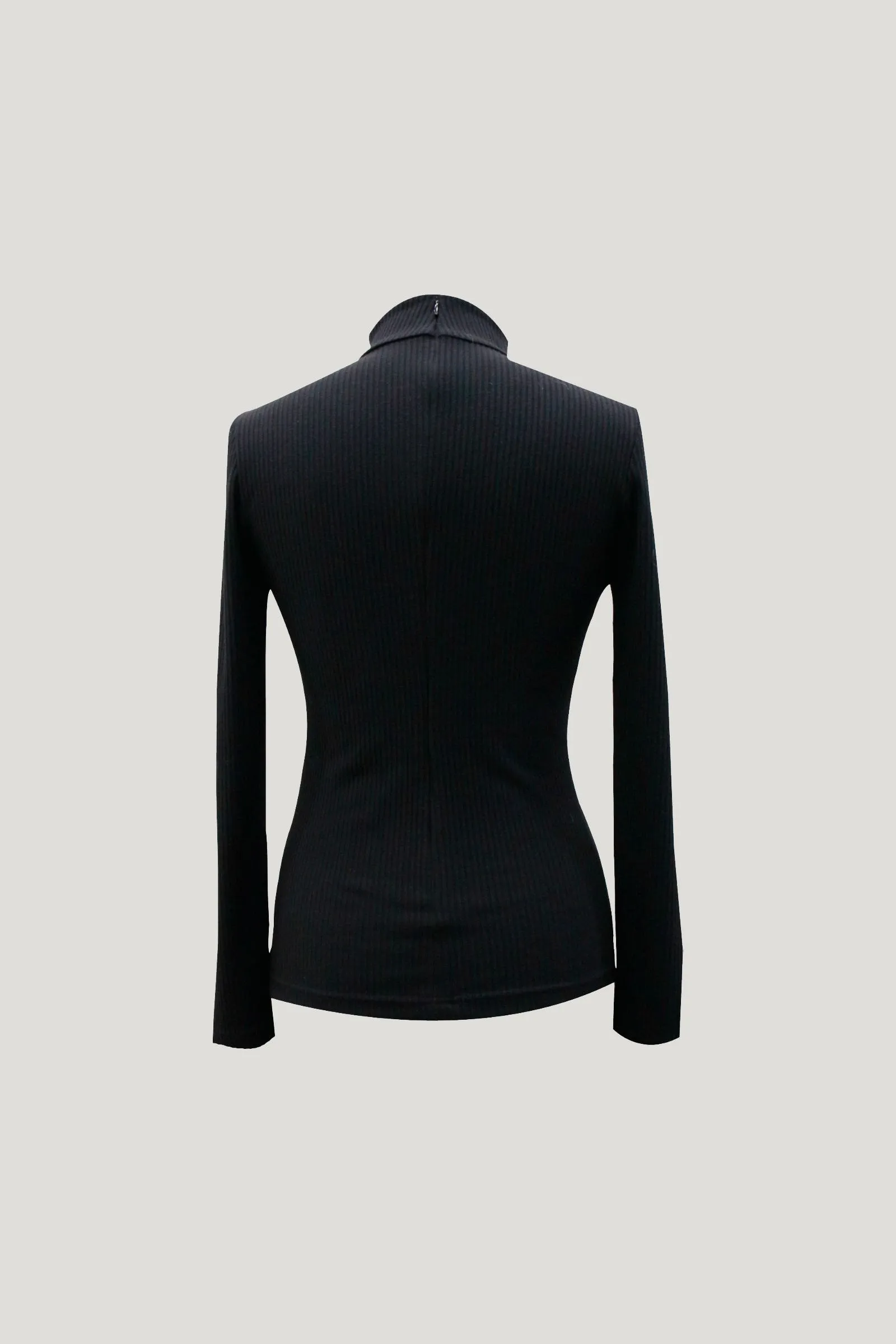 Black Cross Cut-out Detail Turtleneck Top