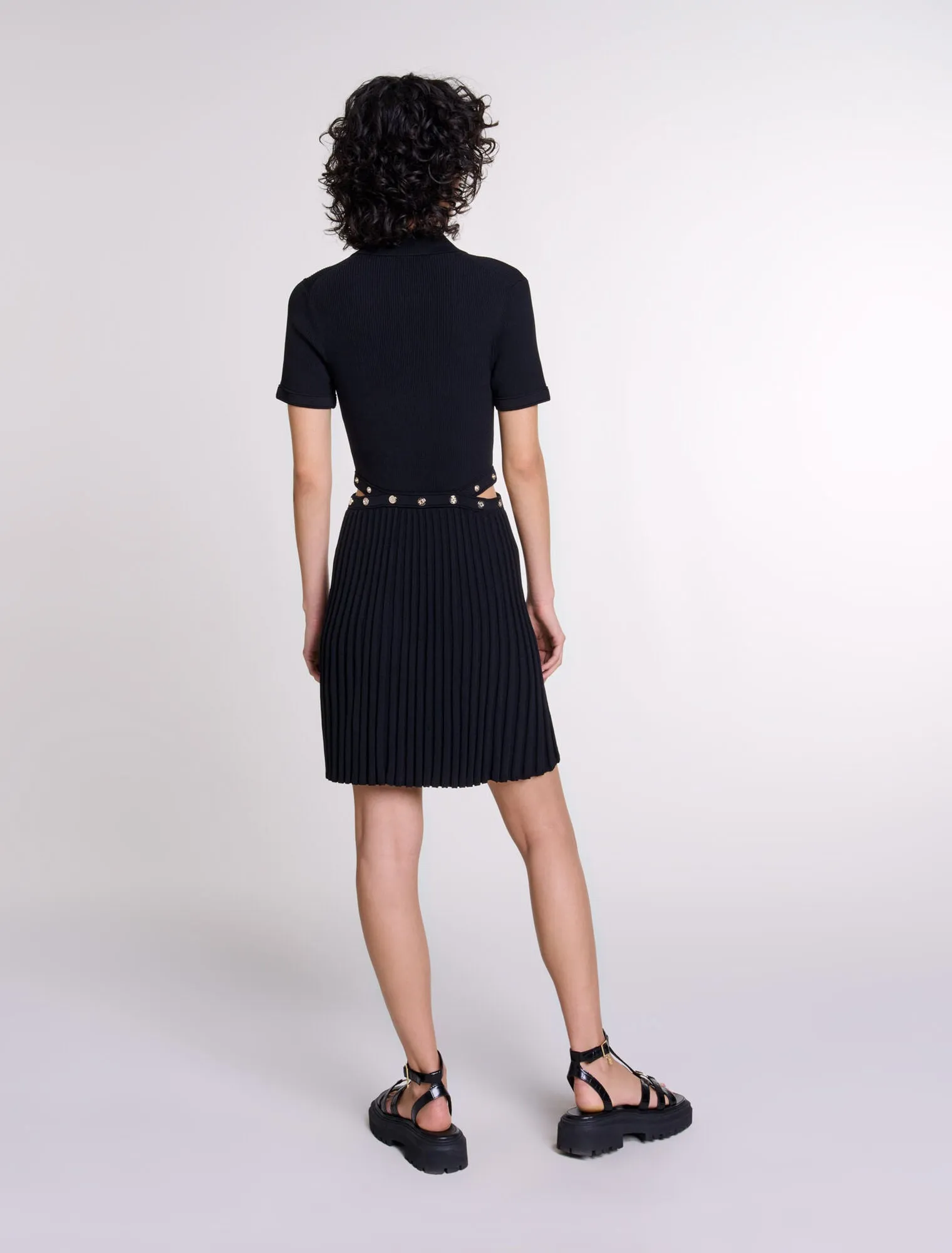 Black featured Short knit dress