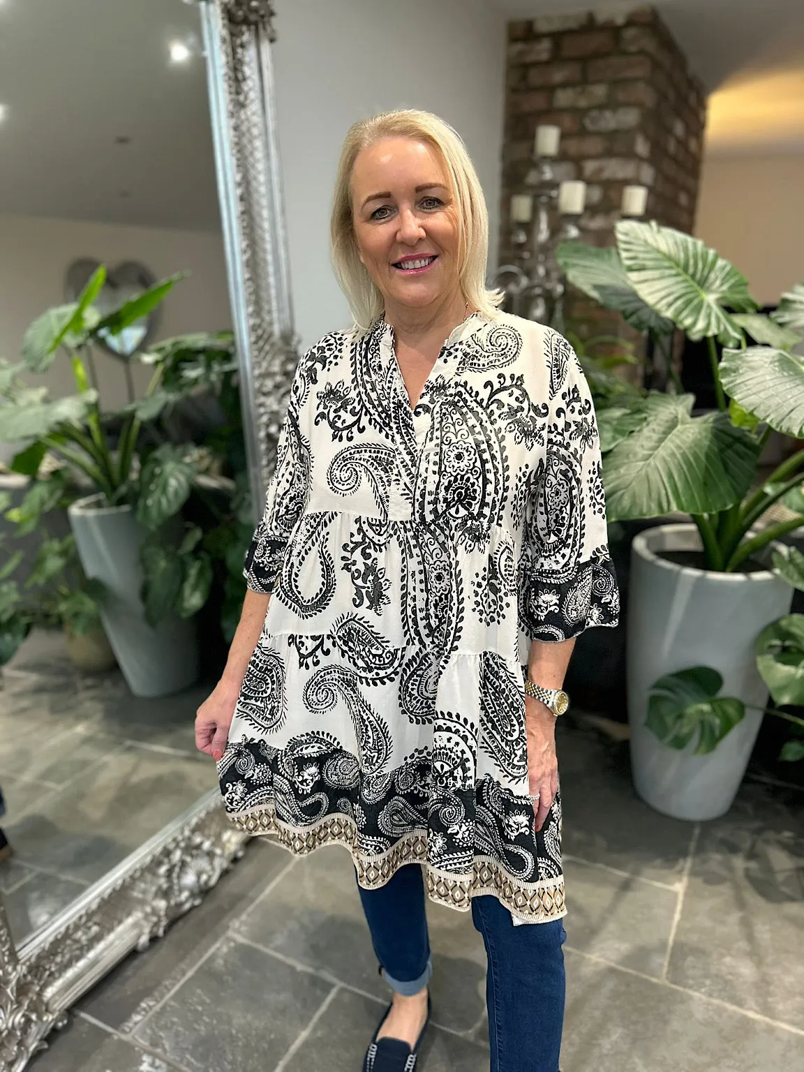 Black Tribal Print Tunic Tina