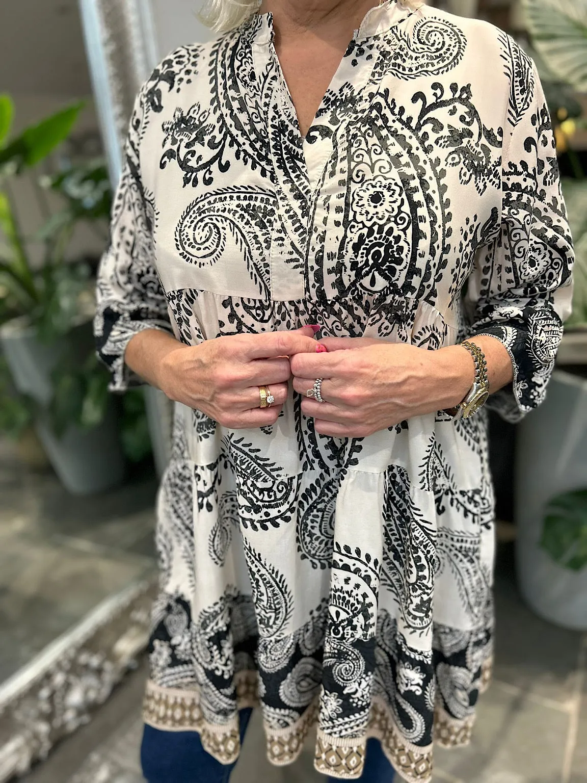 Black Tribal Print Tunic Tina