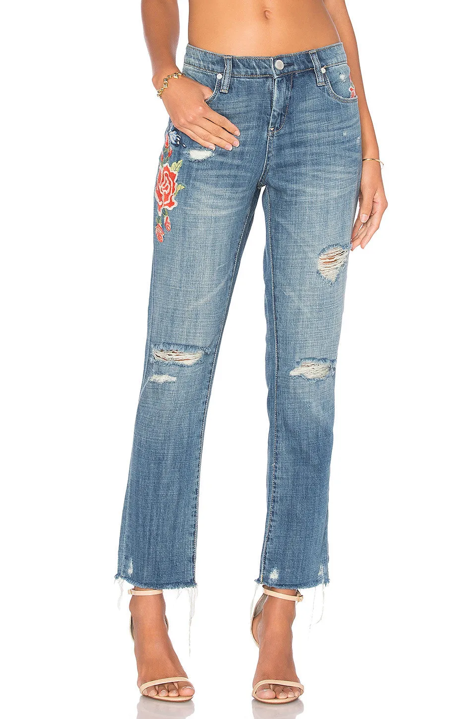 Blank NYC Embroidered Crop Jean