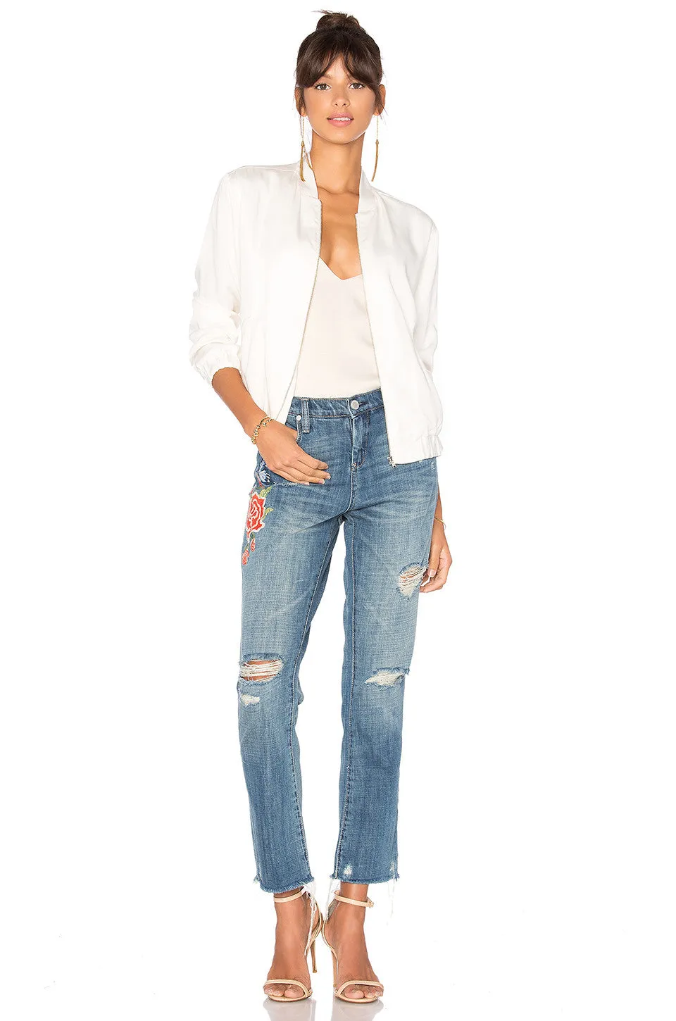 Blank NYC Embroidered Crop Jean