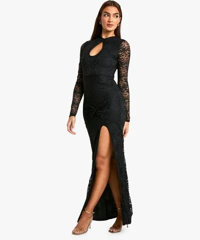 boohoo Womens Lace Key Hole Maxi Dress