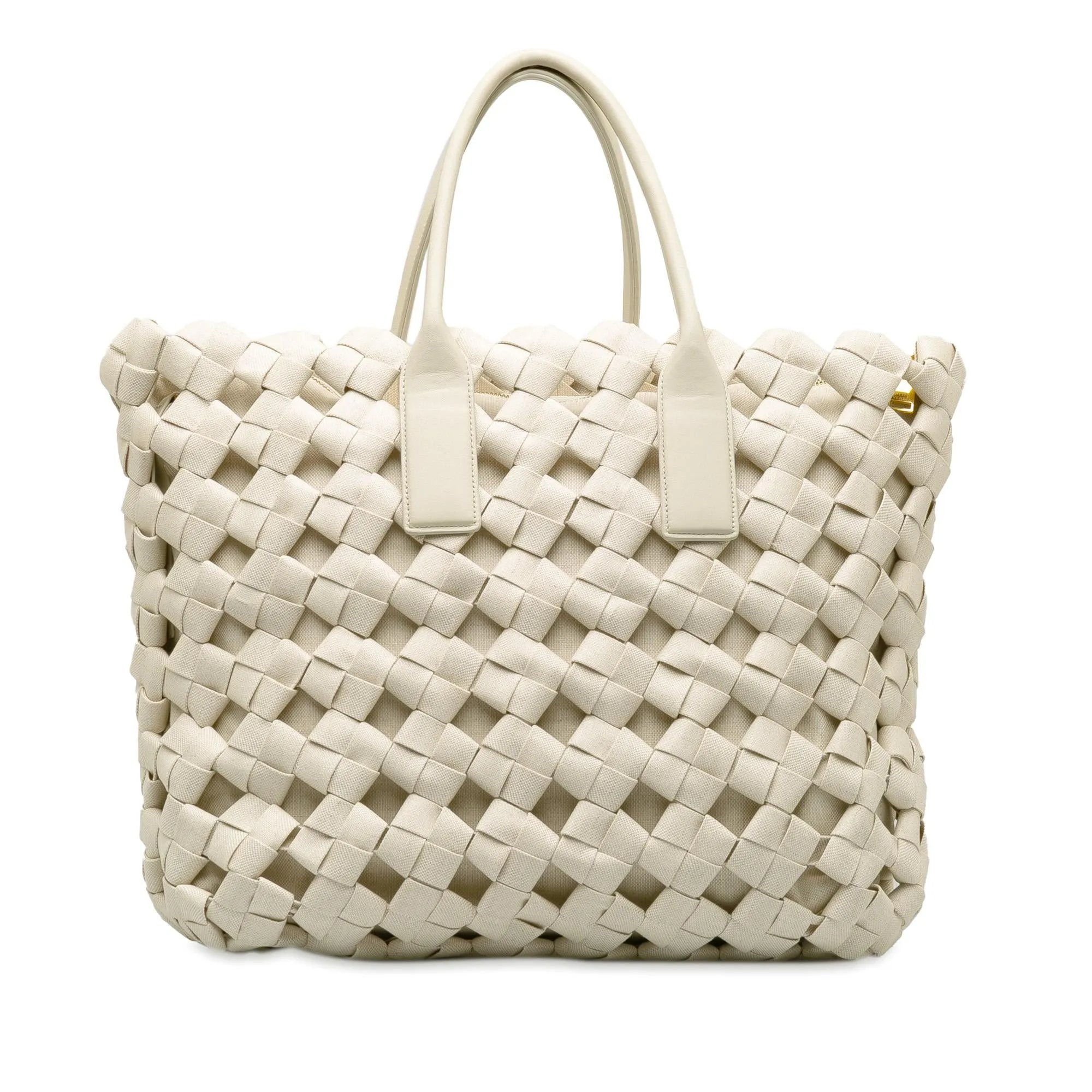 Bottega Veneta Canvas Window Woven Satchel