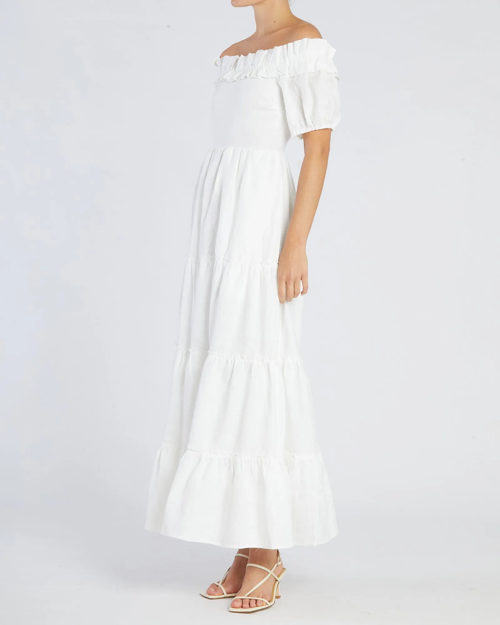 Bridgette Linen Maxi Dress - White