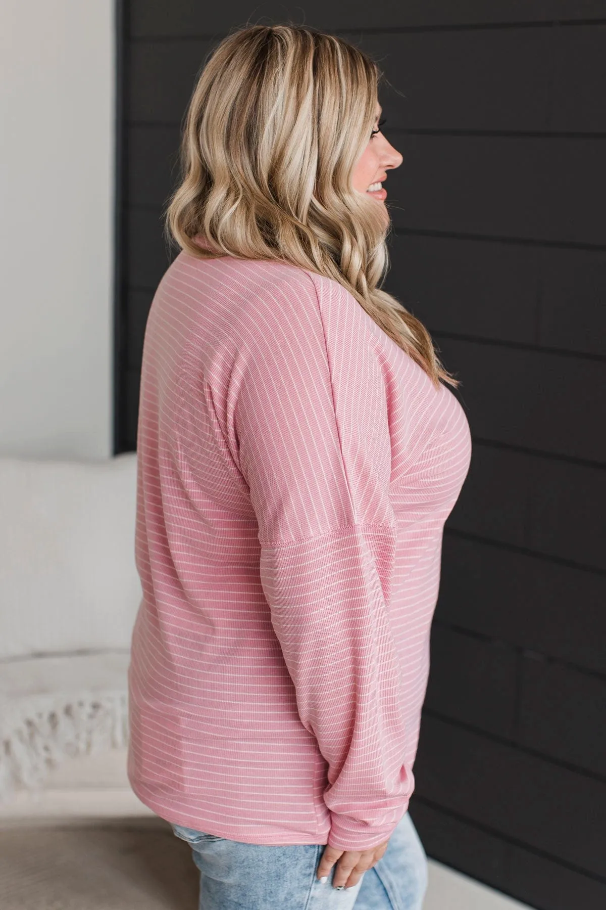 Brighten My Day Striped Pullover Top- Pink