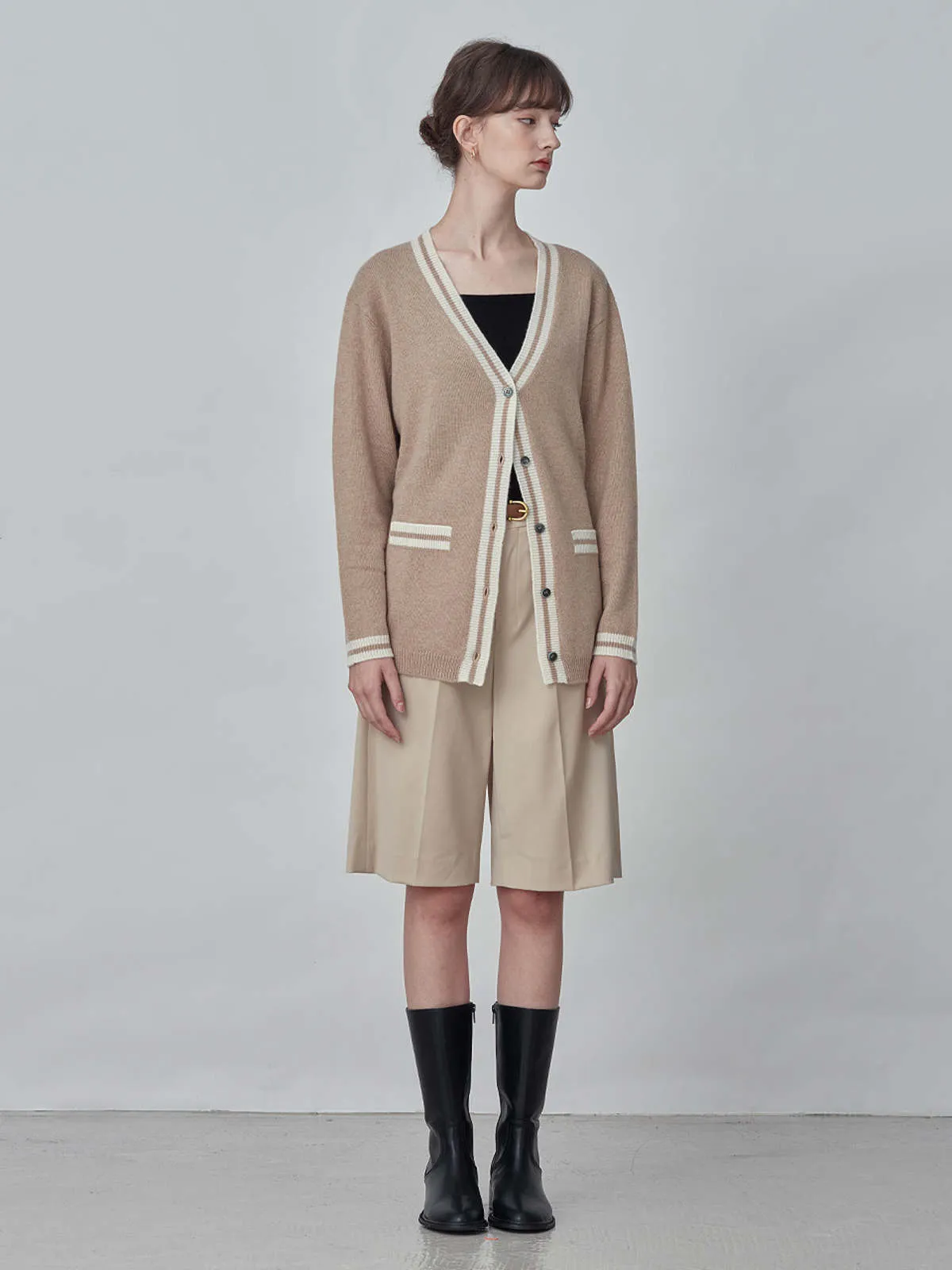 Button Long Cardigan - Camel