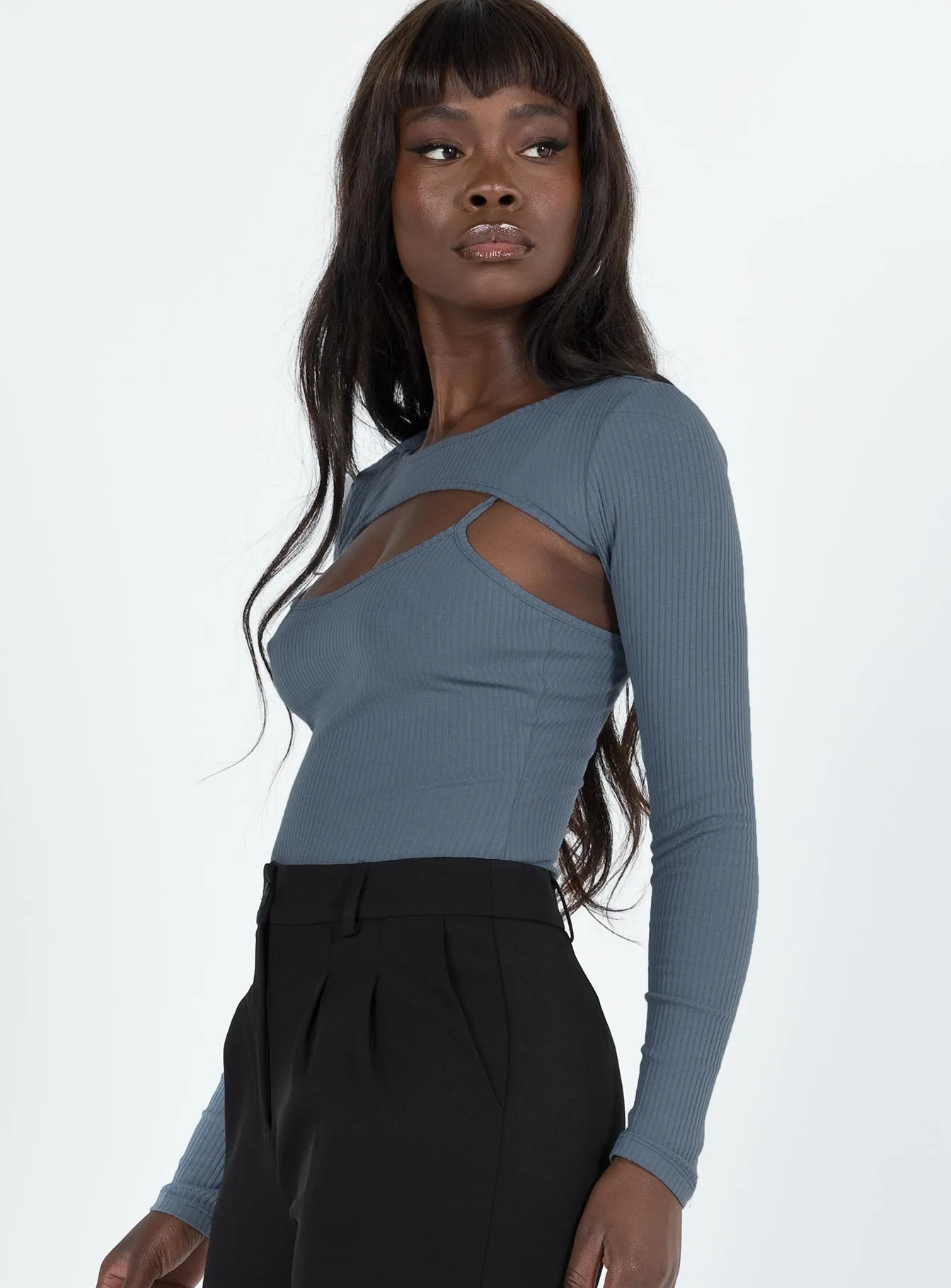 Calla Long Sleeve Bodysuit Steel