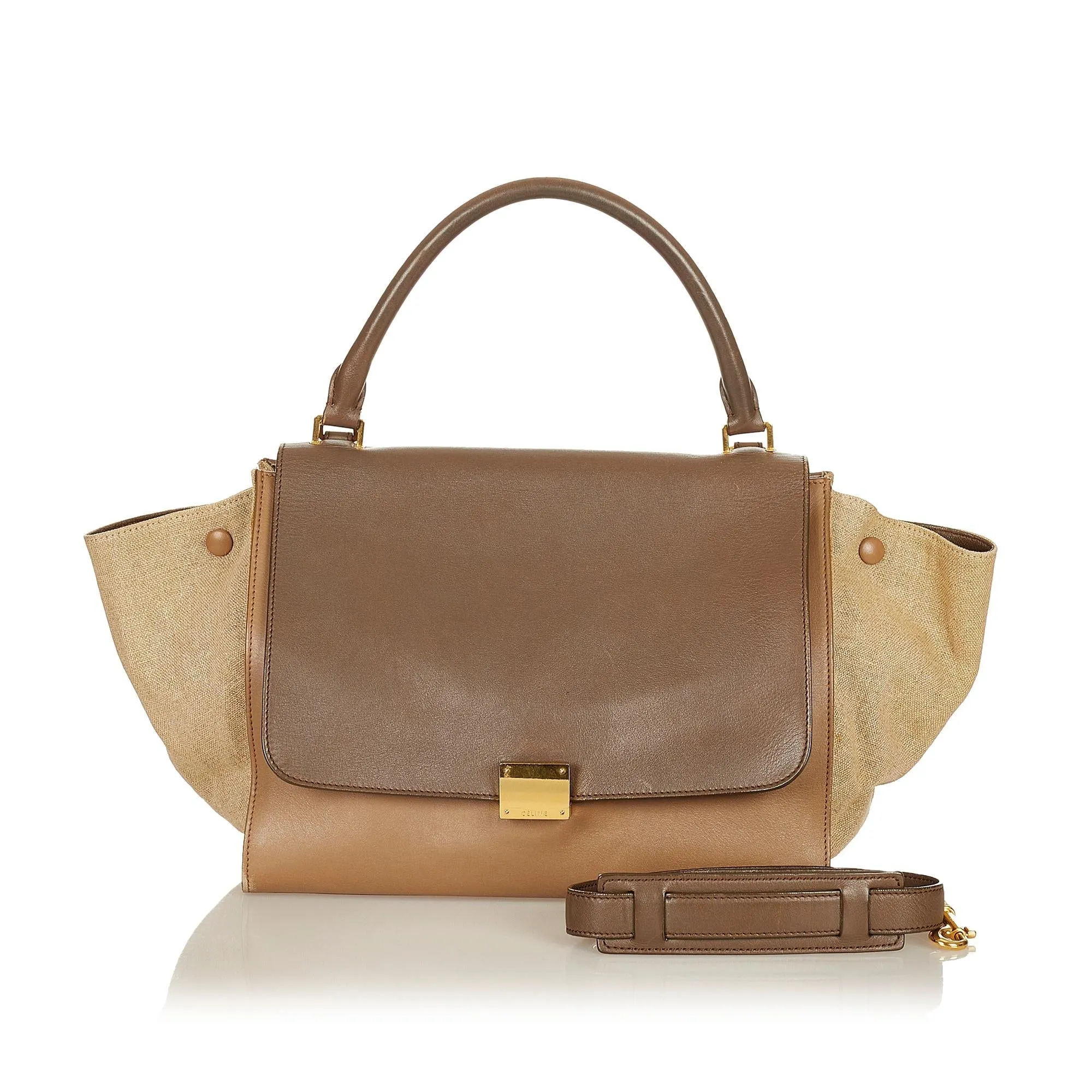 Celine Trapeze Leather Satchel (SHG-26835)