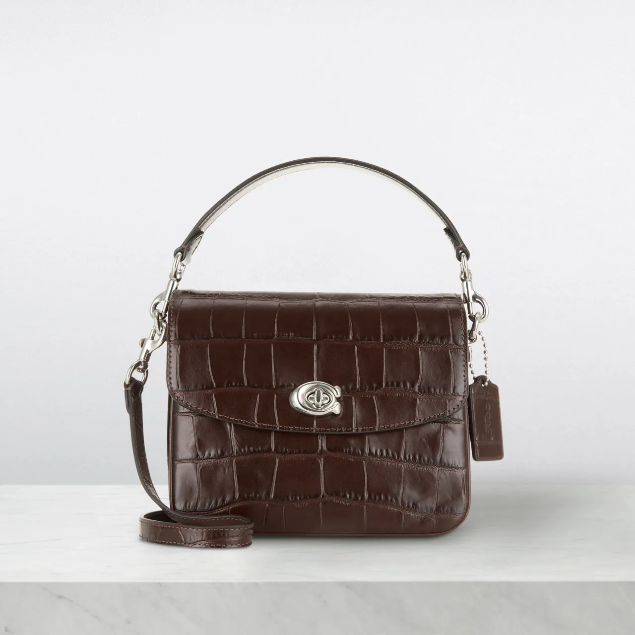 COACH Cassie 19 Croc Crossbody Bag - Maple