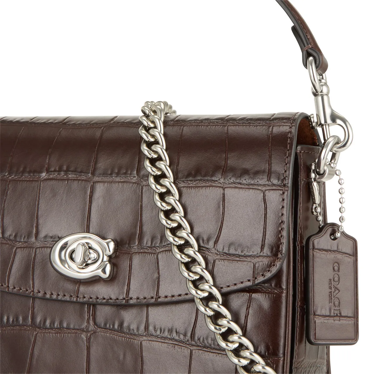 COACH Cassie 19 Croc Crossbody Bag - Maple