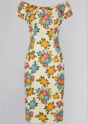 Collectif Lorena Rose Garden 50's Pencil Dress Multi