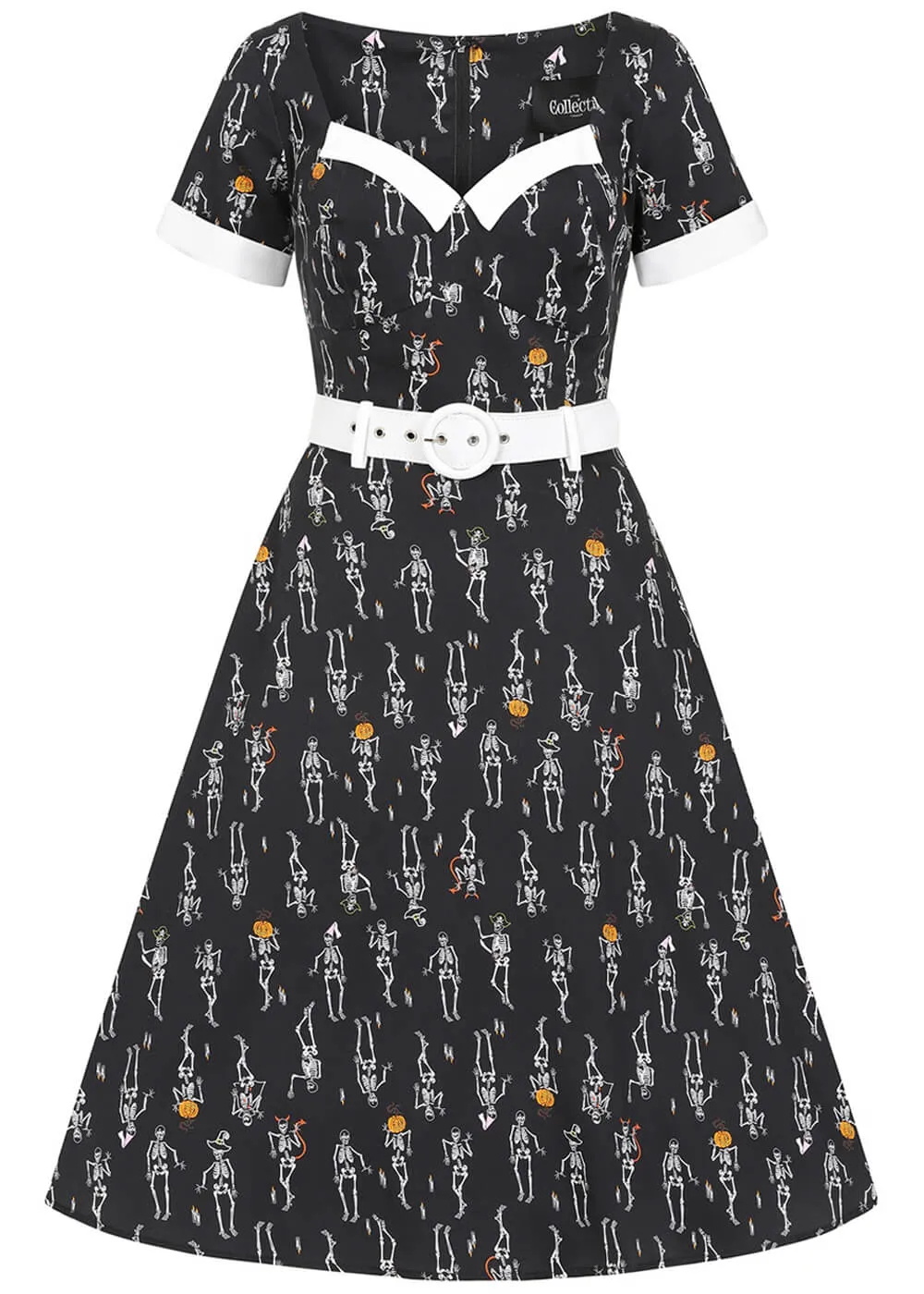 Collectif Roberta Skeleton Boo-gie 50's Swing Dress Black