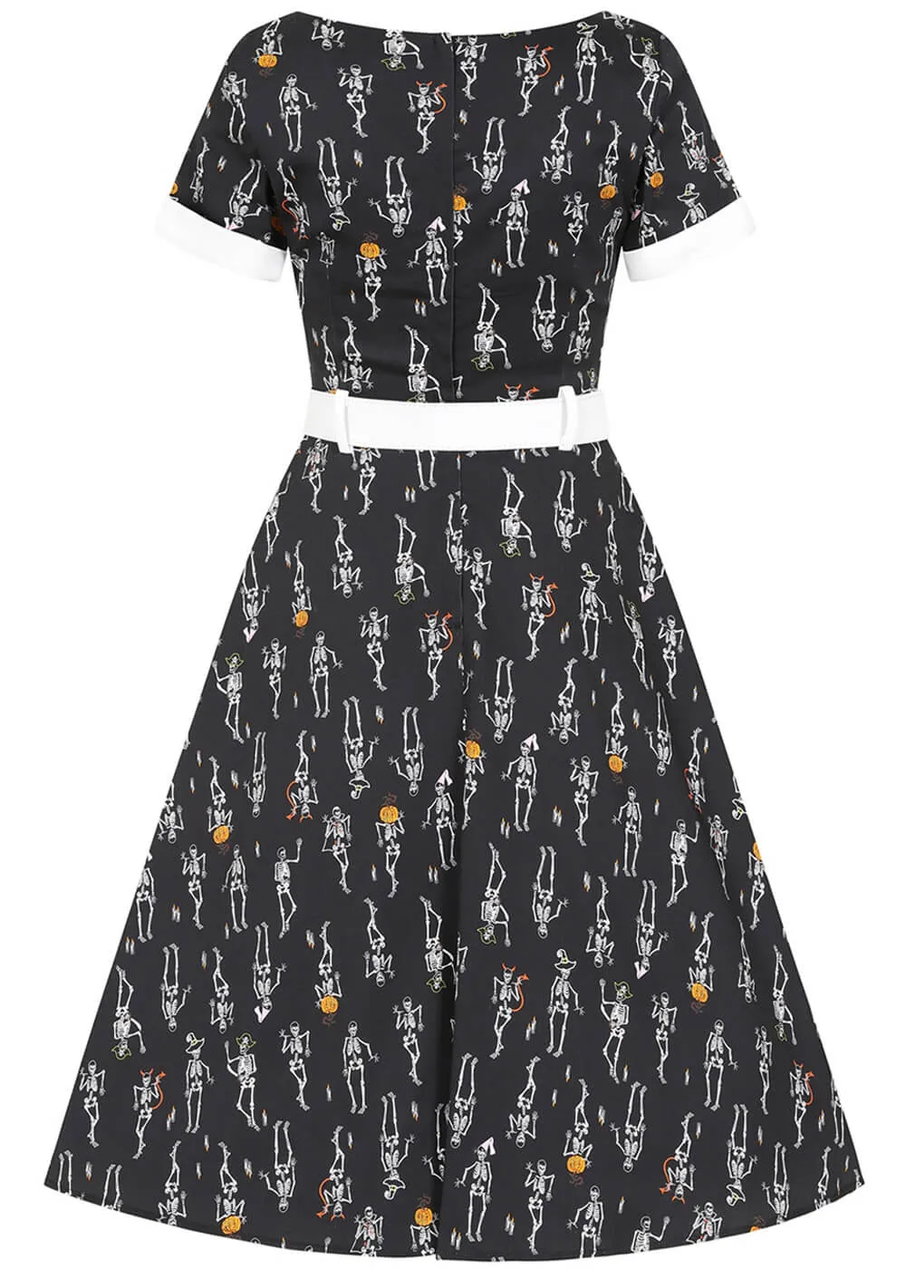 Collectif Roberta Skeleton Boo-gie 50's Swing Dress Black