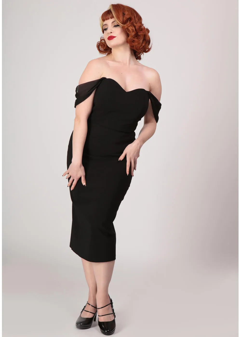 Collectif Violante 50's Pencil Dress Black