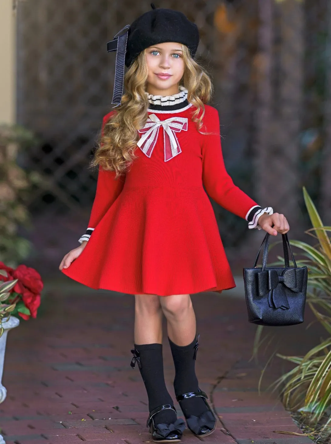 Cranberry Beautiful Bow Sweater Dress