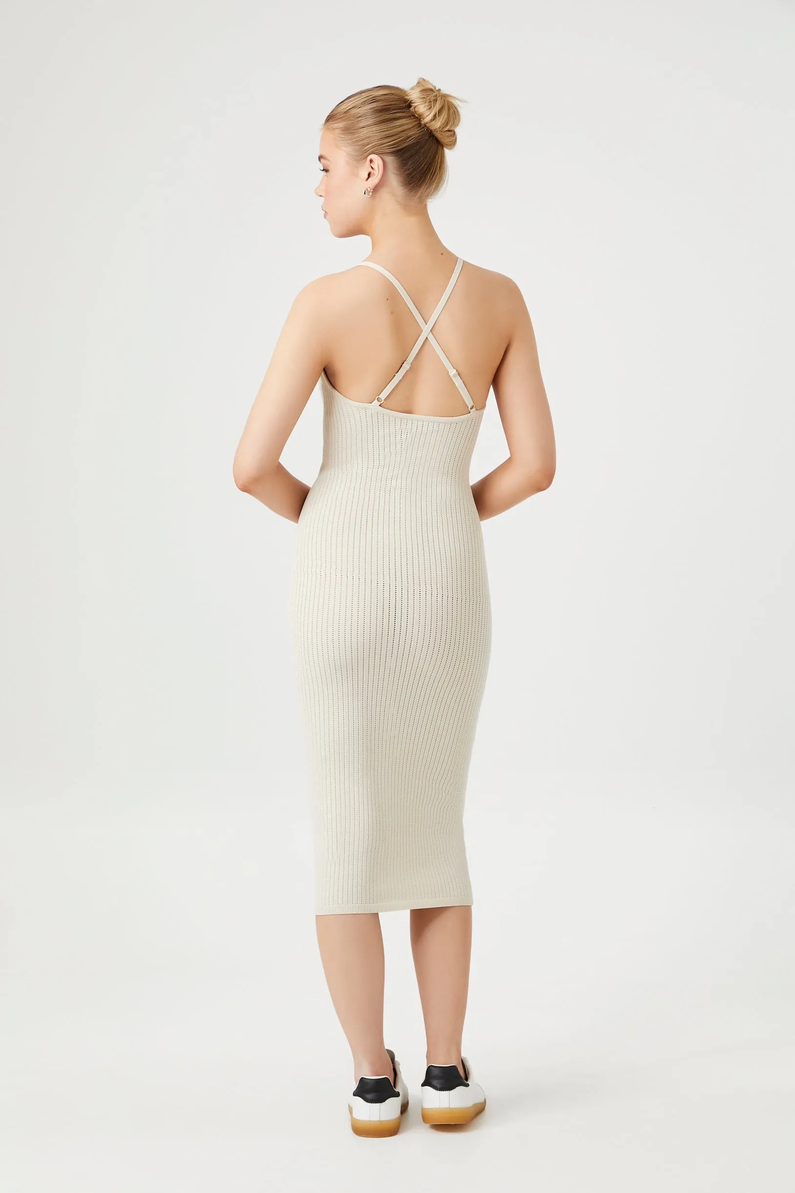 Crisscross Ribbed Knit Midi Dress