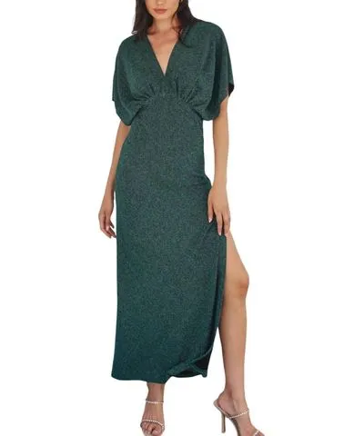 DRESS FORUM Nightscape Blouson Maxi Dress In Emerald