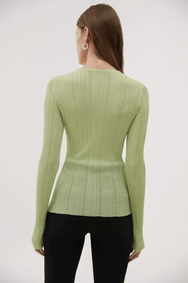 Eglantine Sheer Knit Top Soft Lime