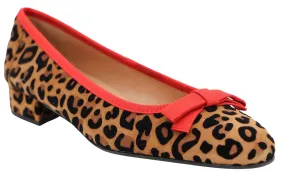 Fabucci Leopard Print Ballerina with Red Bow