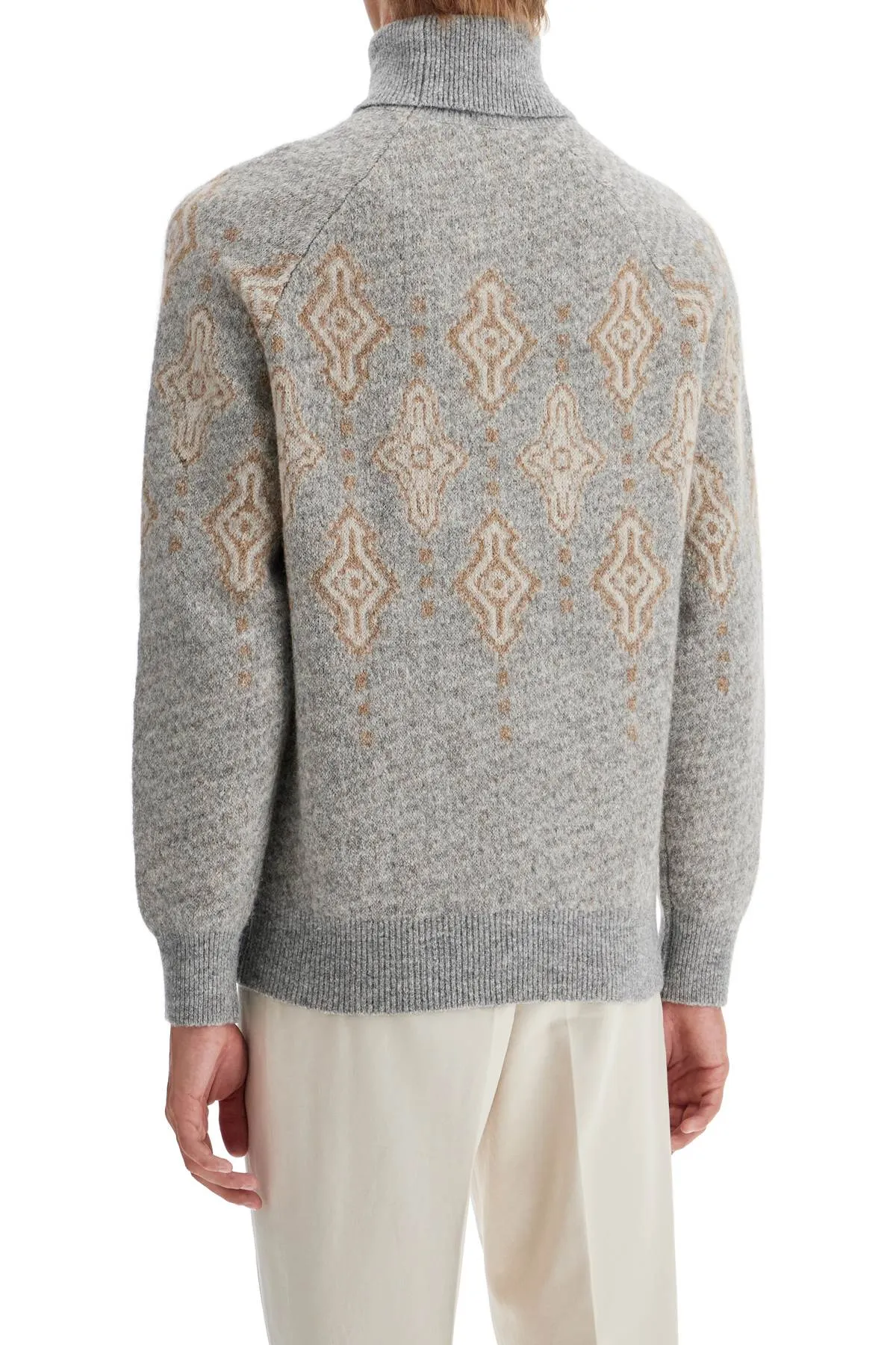 Geometric Jacquard Turtleneck Sweater