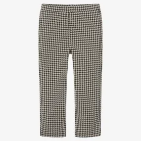 Girls Beige & Black Houndstooth Leggings