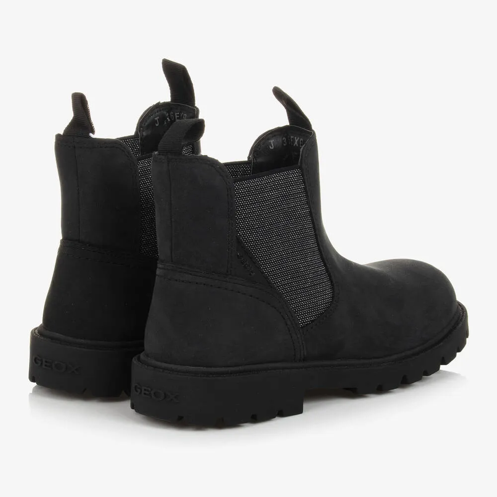 Girls Black Leather Ankle Boots