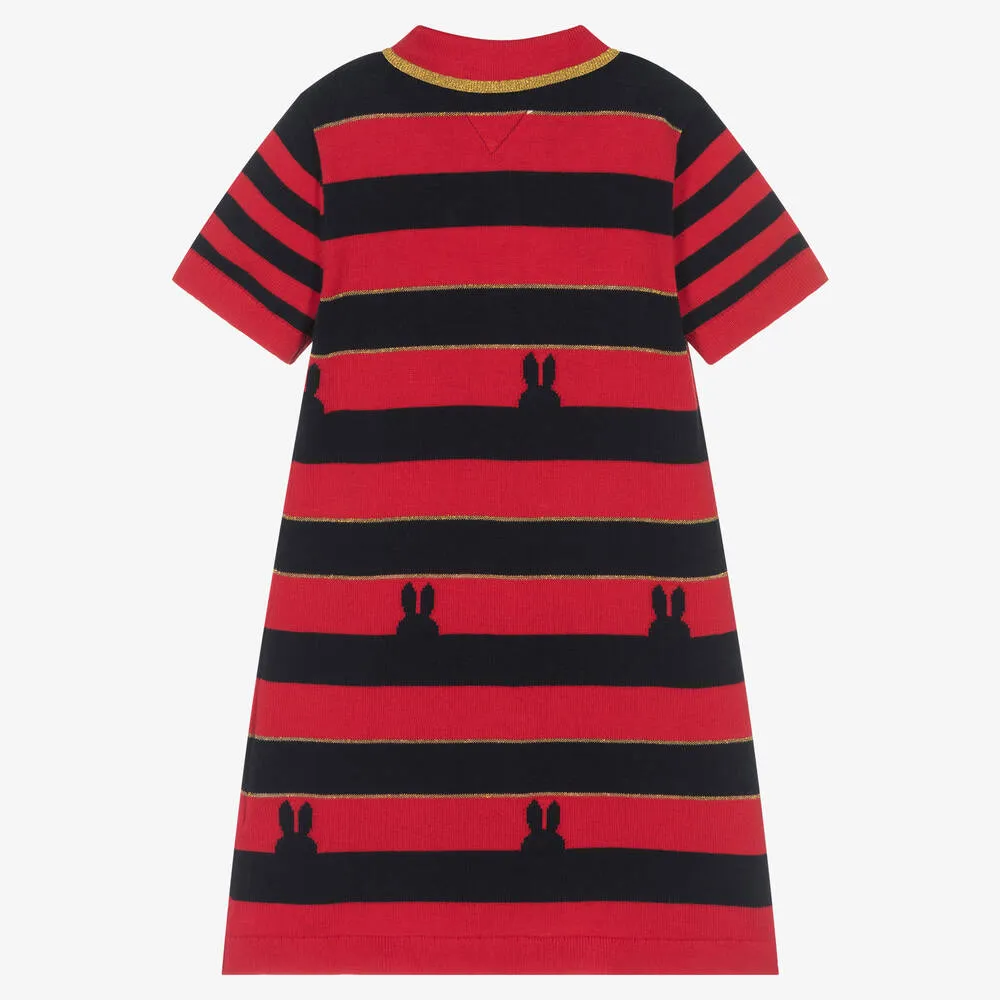 Girls Red & Blue Miffy Knit Dress