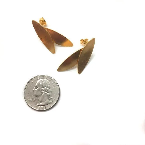 Gold Two Long Petal Studs