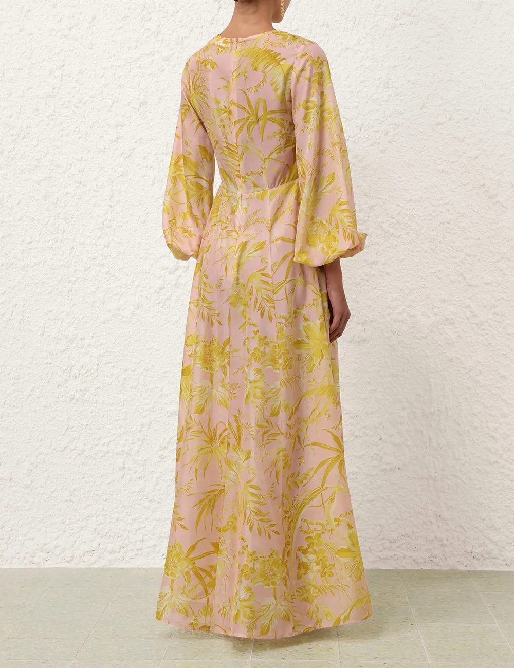 Golden Long Sleeve Maxi Dress