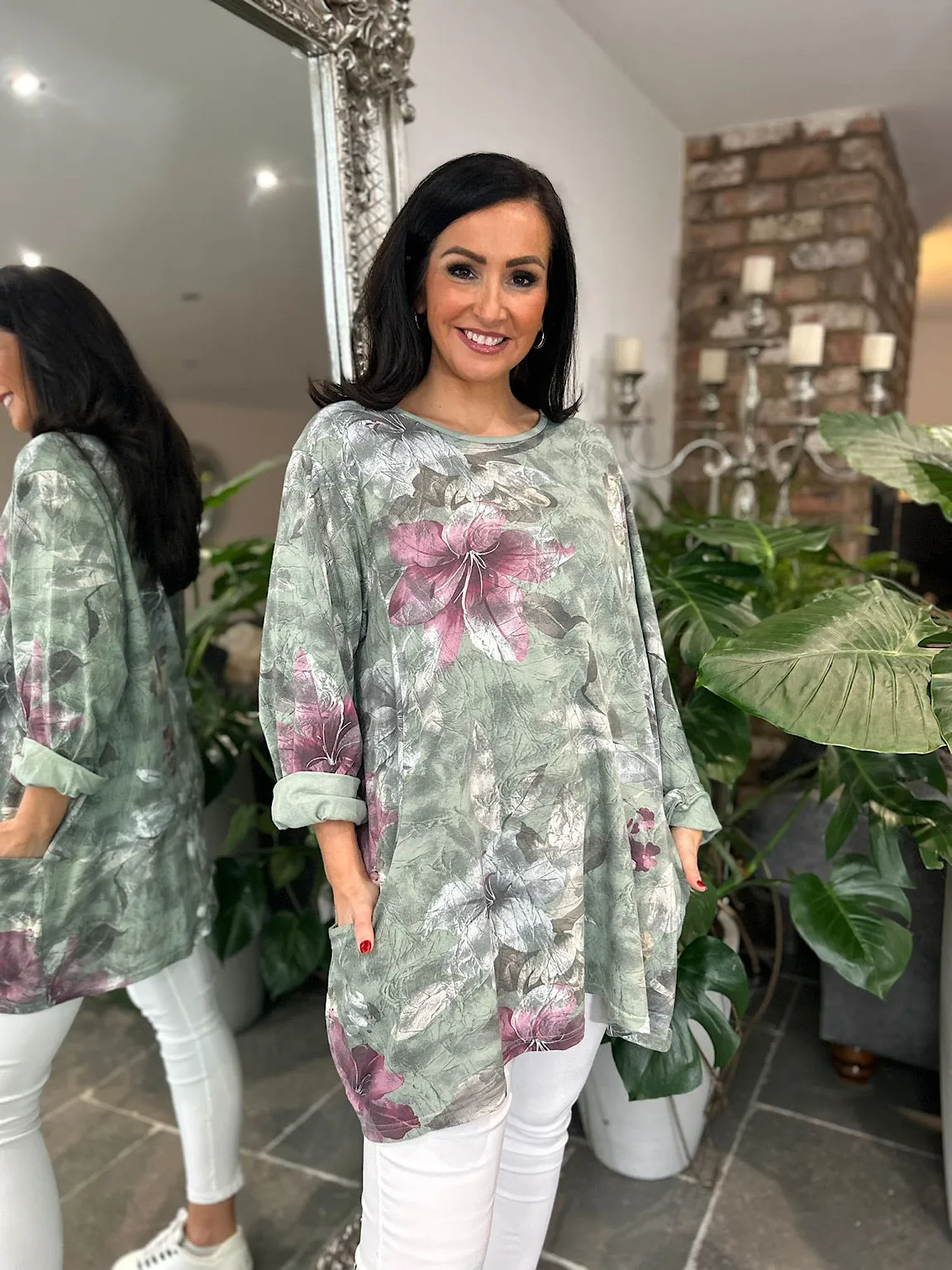 Green Floral Pocket Tunic Frankie