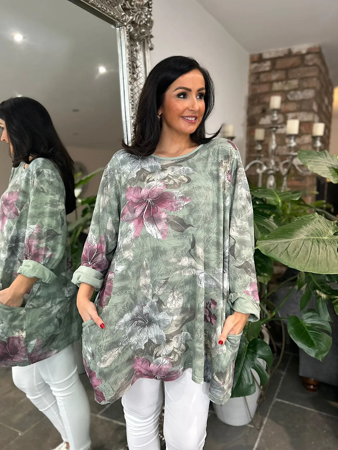 Green Floral Pocket Tunic Frankie