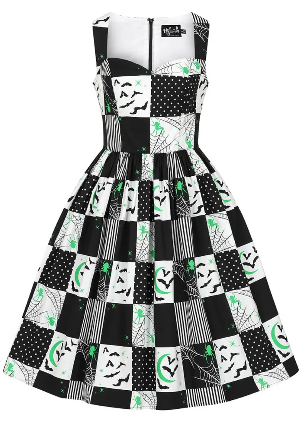 Hell Bunny Annie Bats 50's Swing Dress Black White