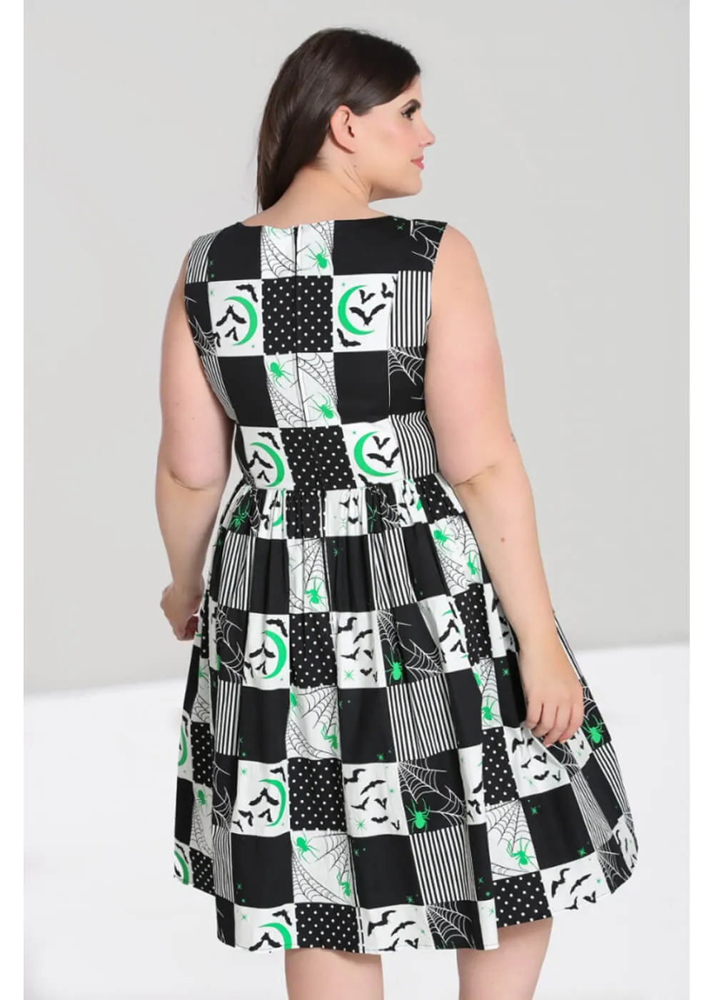 Hell Bunny Annie Bats 50's Swing Dress Black White