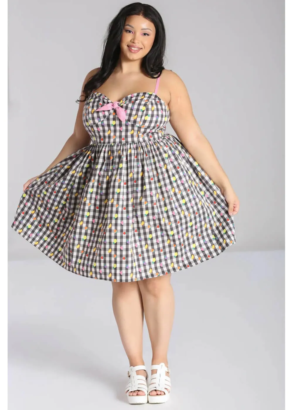 Hell Bunny Fruitylou 50's Swing Dress Black White