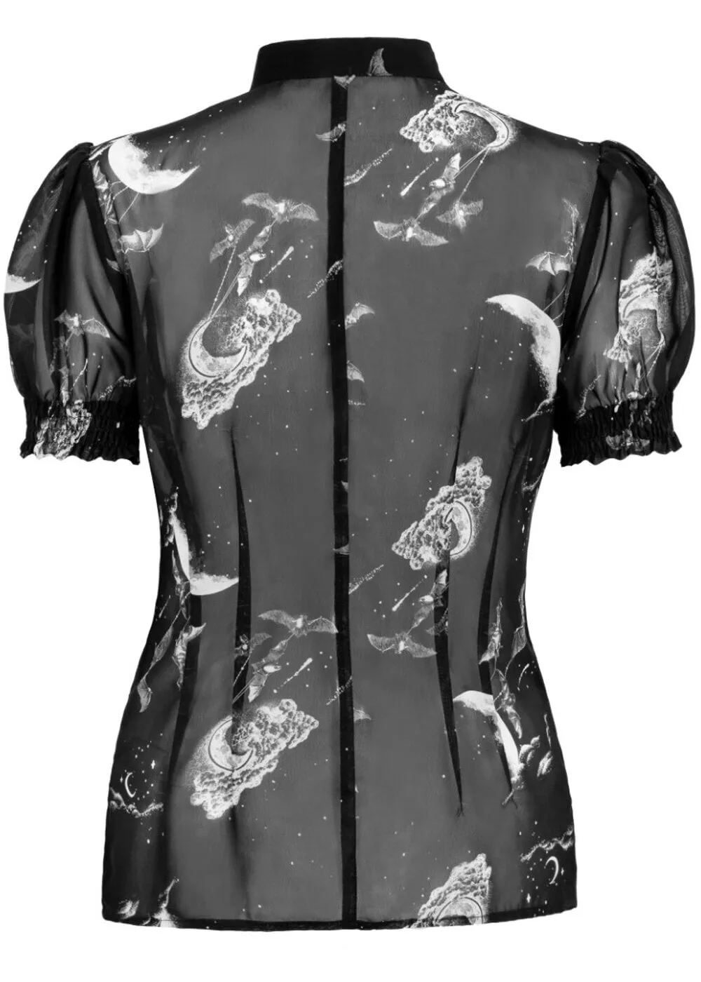 Hell Bunny Over The Moon Bats 40's Blouse Black