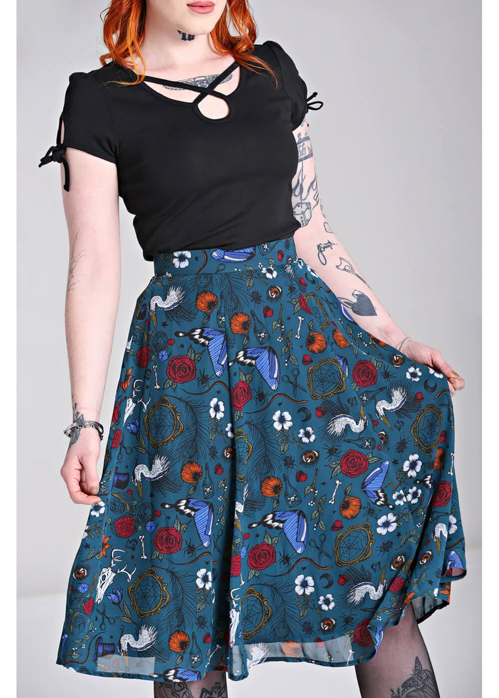 Hell Bunny Sianna 40's Skirt Teal